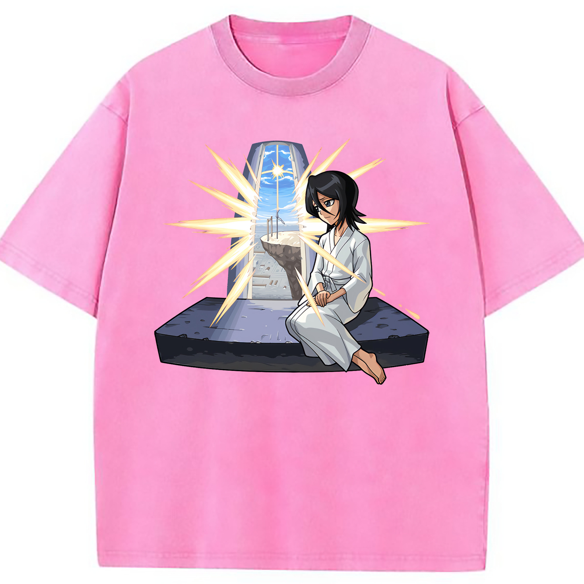 （画像用） ブリーチ 朽木ルキア BLEACH Kuchiki Rukia 綿100% ヴィンテージ風 半袖Tシャツ（フロントプリント）